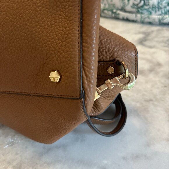 Tory Burch Thea Leather Satchel Top Handle Tan/Brown Gold Hardware - Picture 13 of 14